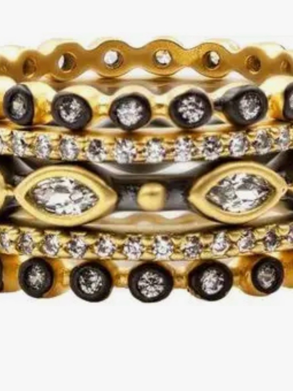 Frieda Rothman Signature Marquise Stackable Ring.  Gold and Pave